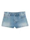 Gucci Faded Effect Cotton Denim Shorts In Blue