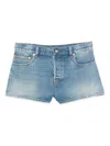 Gucci Faded Effect Cotton Denim Shorts In Blue