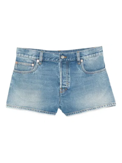 Gucci Denim Cotton Shorts In Blue