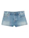 Gucci Regular Denim Shorts With Horsebit In Blue