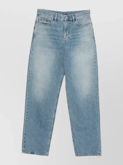 Gucci Denim Cotton Trousers Faded Effect Design In Blue