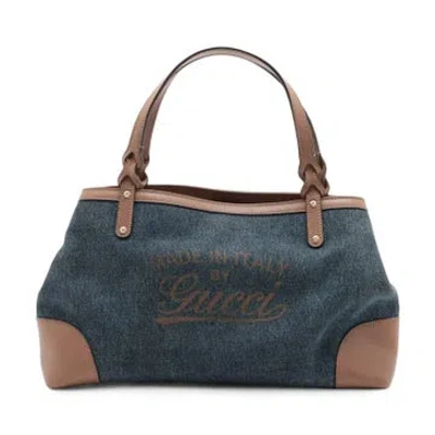 Pre-owned Gucci Denim Craft Tote In Blue