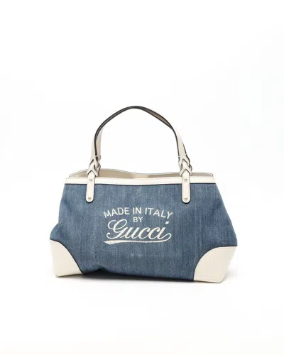 Gucci Denim Craft Tote In Multi