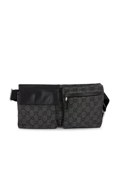 Pre-owned Gucci Denim Double Pocket Belt Bag In Gray