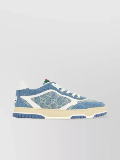 GUCCI DENIM EMBROIDERED RE-WEB SNEAKERS