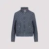 Gucci Classic Bomber Jacket With All-over Logo Pattern In Blue Denim