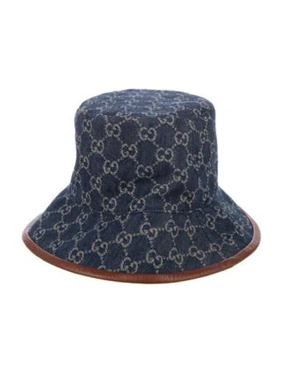 Pre-owned Gucci Denim Gg Bucket Hat In Blue