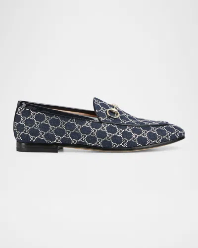 Gucci Denim Gg Crystal New Jordaan Loafers