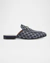 Gucci Denim Gg Crystal Princetown Mules