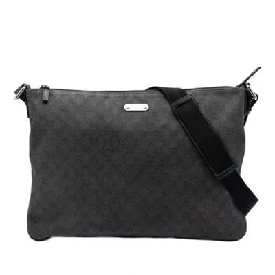 Pre-owned Gucci Denim Gg Denim Crossbody In Black