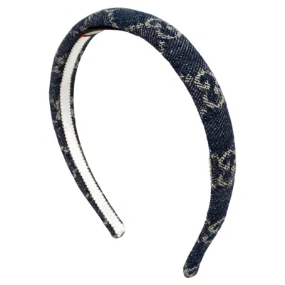 Pre-owned Gucci Denim Gg Monogram Canvas Headband In Black