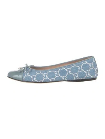 Pre-owned Gucci Denim Graphic Print Ballet Flats In Blue