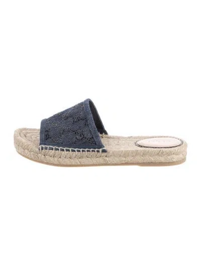 Pre-owned Gucci Denim Graphic Print Espadrilles In Blue/neutrals