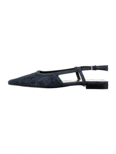 Pre-owned Gucci Denim Graphic Print Flats W/ Tags In Blue