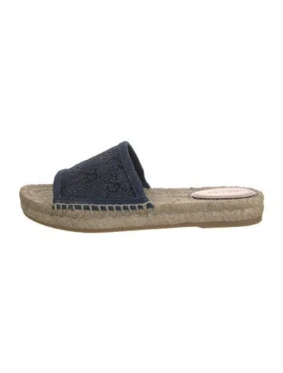 Pre-owned Gucci Denim Graphic Print Slides W/ Tags In Blue/neutrals