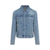 Gucci Light Blue Jacket With Gg Logo Print On The Front In Denim Man In Blue