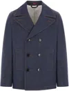 Gucci Denim Peacoat With Contrasting Stitching In Blue