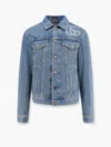 Gucci Light Blue Jacket With Gg Logo Print On The Front In Denim Man