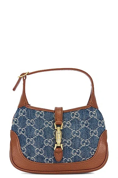 Gucci Denim Jackie Shoulder Bag In Blue