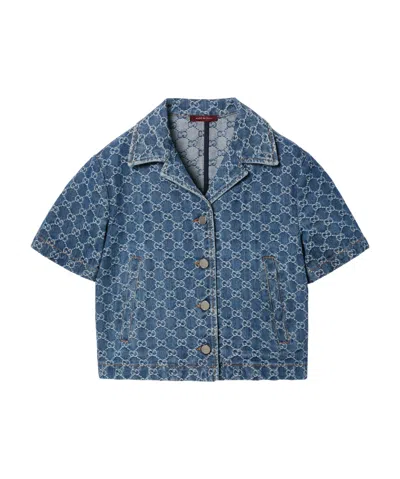 Gucci Denim Jacquard Shirt In Blue
