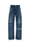 Gucci Blue Five Pocket Jeans With Lightened Effect And Logo Patch On The Back In Denim Woman