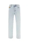 Gucci Men Light Blue Jeans With Gg Detail On The Pocket And Logo Patch On The Rear In Denim Man In Blue