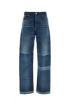 Gucci Blue Five Pocket Jeans With Lightened Effect And Logo Patch On The Back In Denim Woman In Bluelightblue