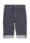 Gucci Denim Jeans For Babykids With Web Detail In Blue