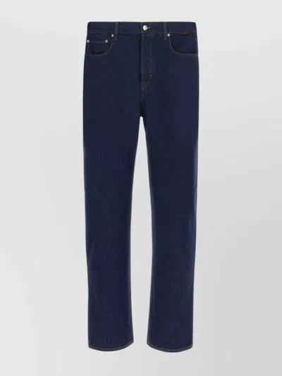 Gucci Denim Jeans With Belt Loops And Contrast Stitching In Blue