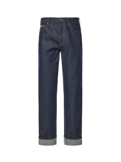 Gucci Denim Jeans With Cuffs In Blue