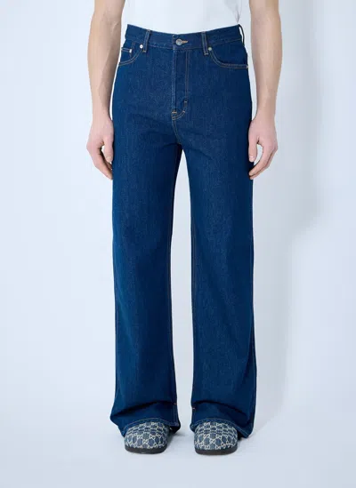 Gucci Denim Jeans With Embroidery In Blue