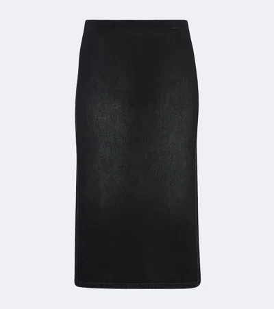 Gucci Denim Midi Skirt In Black