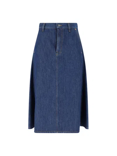 Gucci Denim Midi Skirt In Blue
