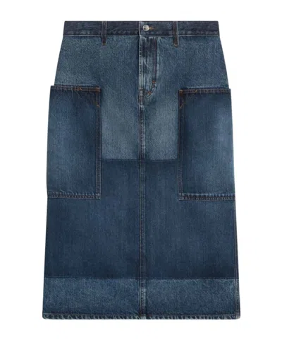 Gucci Denim Midi Skirt In Blue