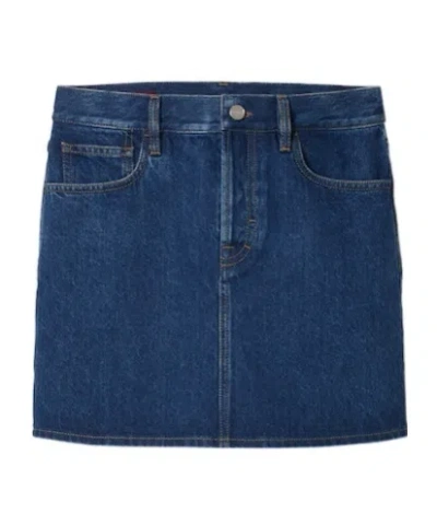 Gucci Mini Lasered Denim Skirt In Blue