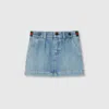 Gucci Denim Mini Skirt With Web In Blue