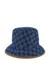 Gucci Denim Monogram Bucket Hat In Blue
