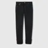 Gucci Men Web Turn-up Slim-fit Jeans In Grey