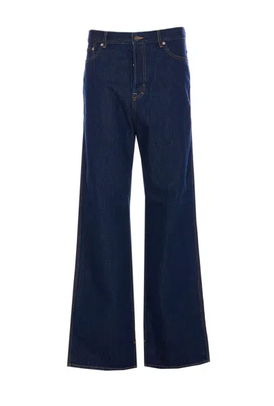 Gucci Denim Pants With Embroidery In Blue