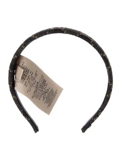 Pre-owned Gucci Denim Pattern Print Headband W/tags In Black