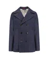 Gucci Denim Peacoat With Contrasting Stitching In Blue