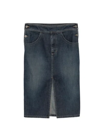 Pre-owned Gucci Denim Pencil Skirt In Blue