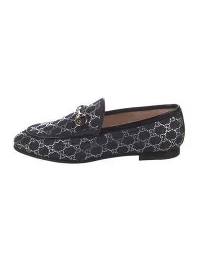 Pre-owned Gucci Denim Printed Loafers In Blue