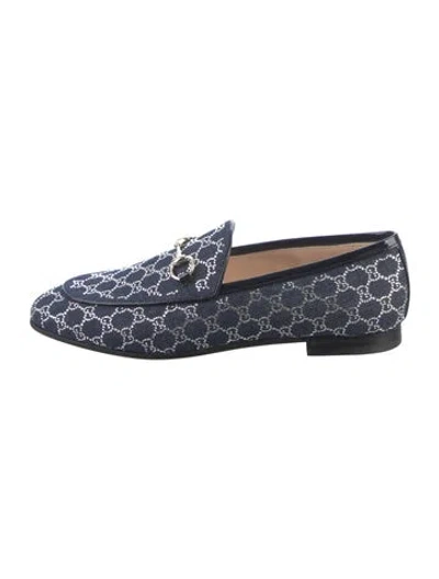 Pre-owned Gucci Denim Printed Loafers In Blue