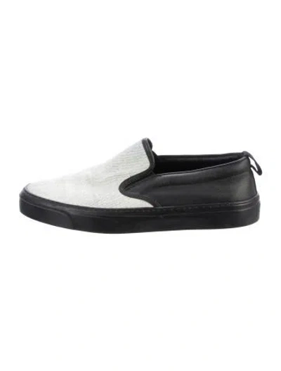Pre-owned Gucci Denim Printed Loafers In White