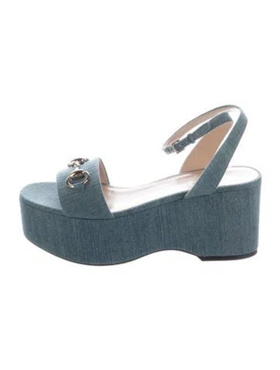 Pre-owned Gucci Denim Sandals In Blue