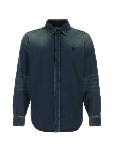 Gucci Long Sleeve Denim Shirt Cuffed Sleeves In Blue