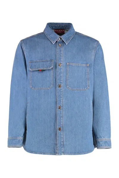 Gucci Denim Shirt In Navy