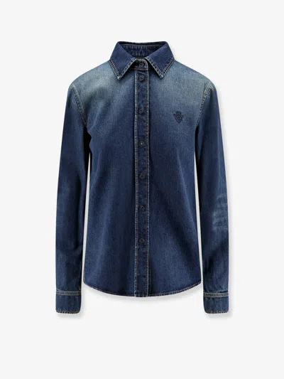Gucci Denim Shirt With Embroidery In Blue