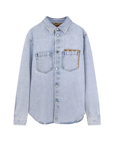 GUCCI DENIM SHIRT WITH GG INSERT